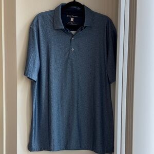 Hickey Freeman Men's Blue Polo with Dotted Design